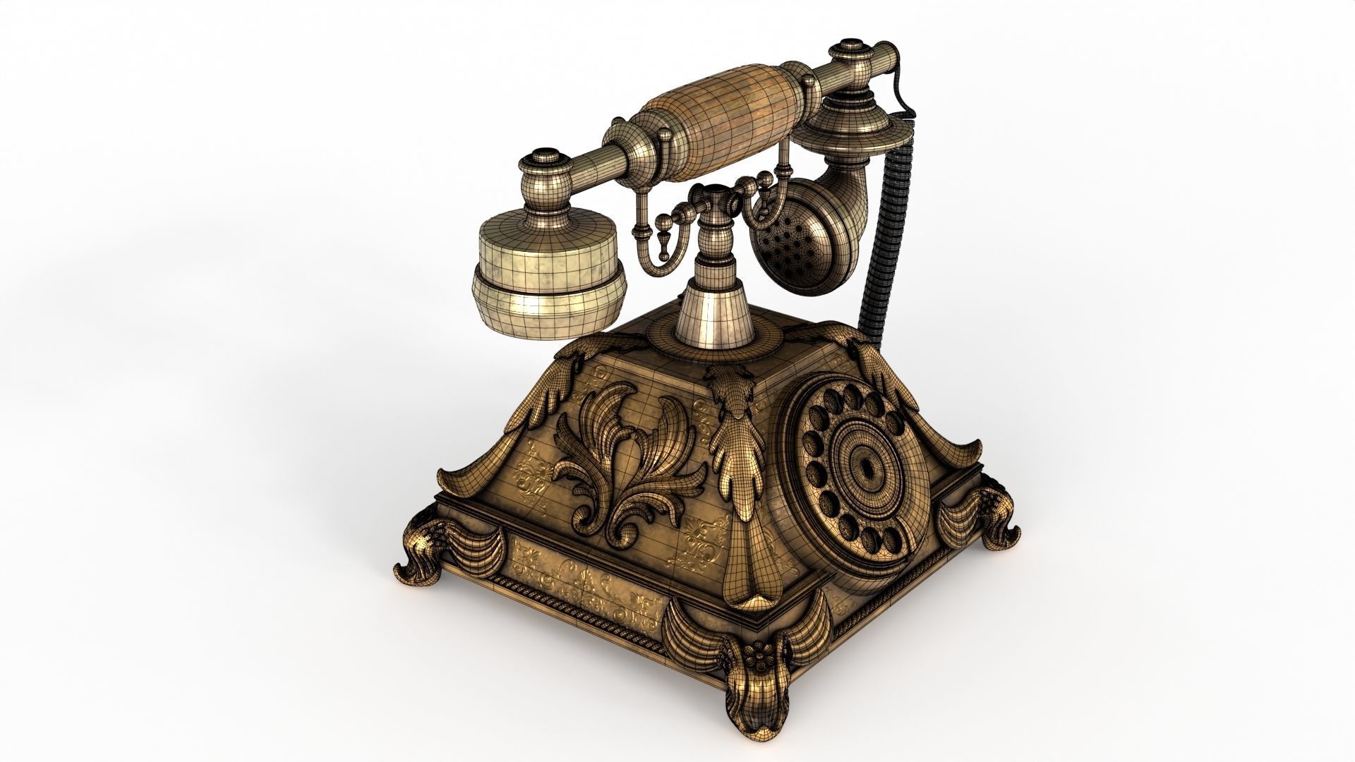 Vintage Phone Low-poly 3D model_12