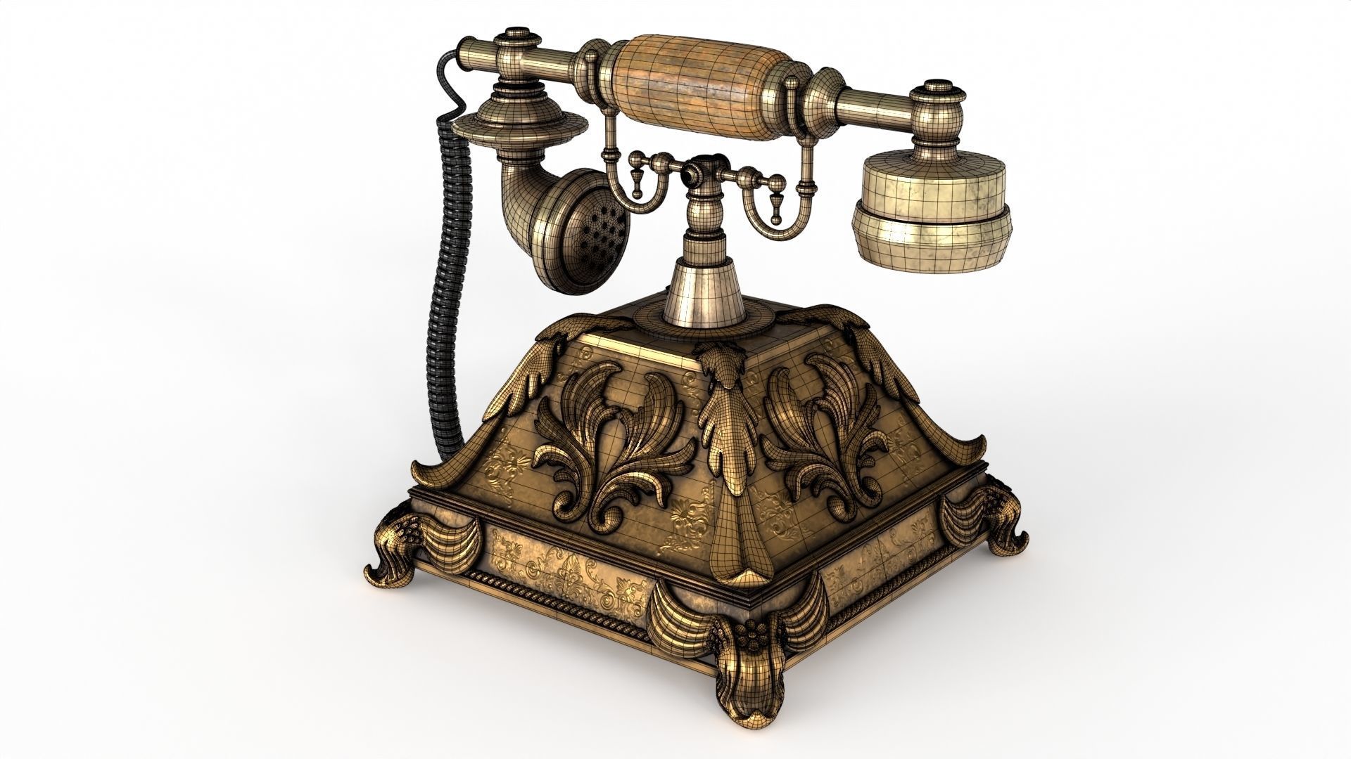 Vintage Phone Low-poly 3D model_13