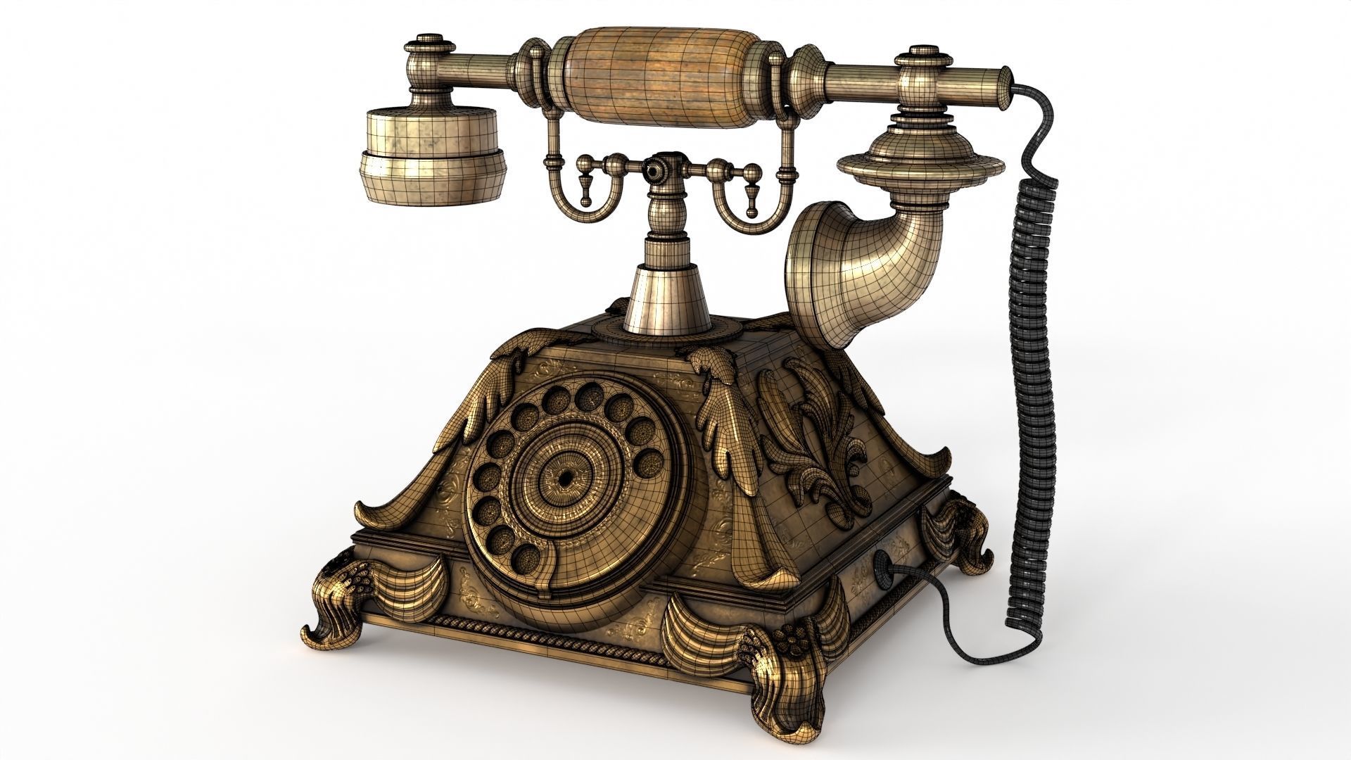 Vintage Phone Low-poly 3D model_10