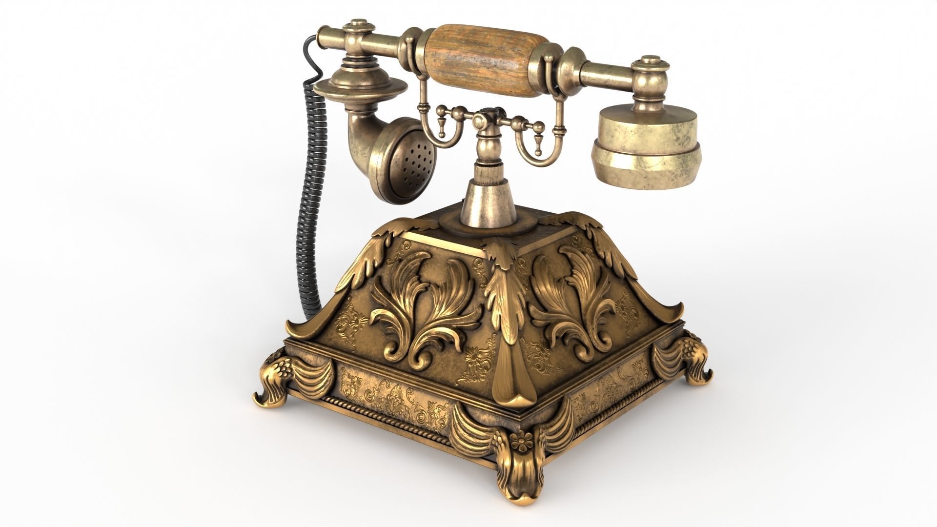 Vintage Phone Low-poly 3D model_3