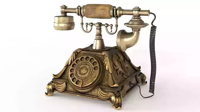 Vintage Phone Low-poly 3D model