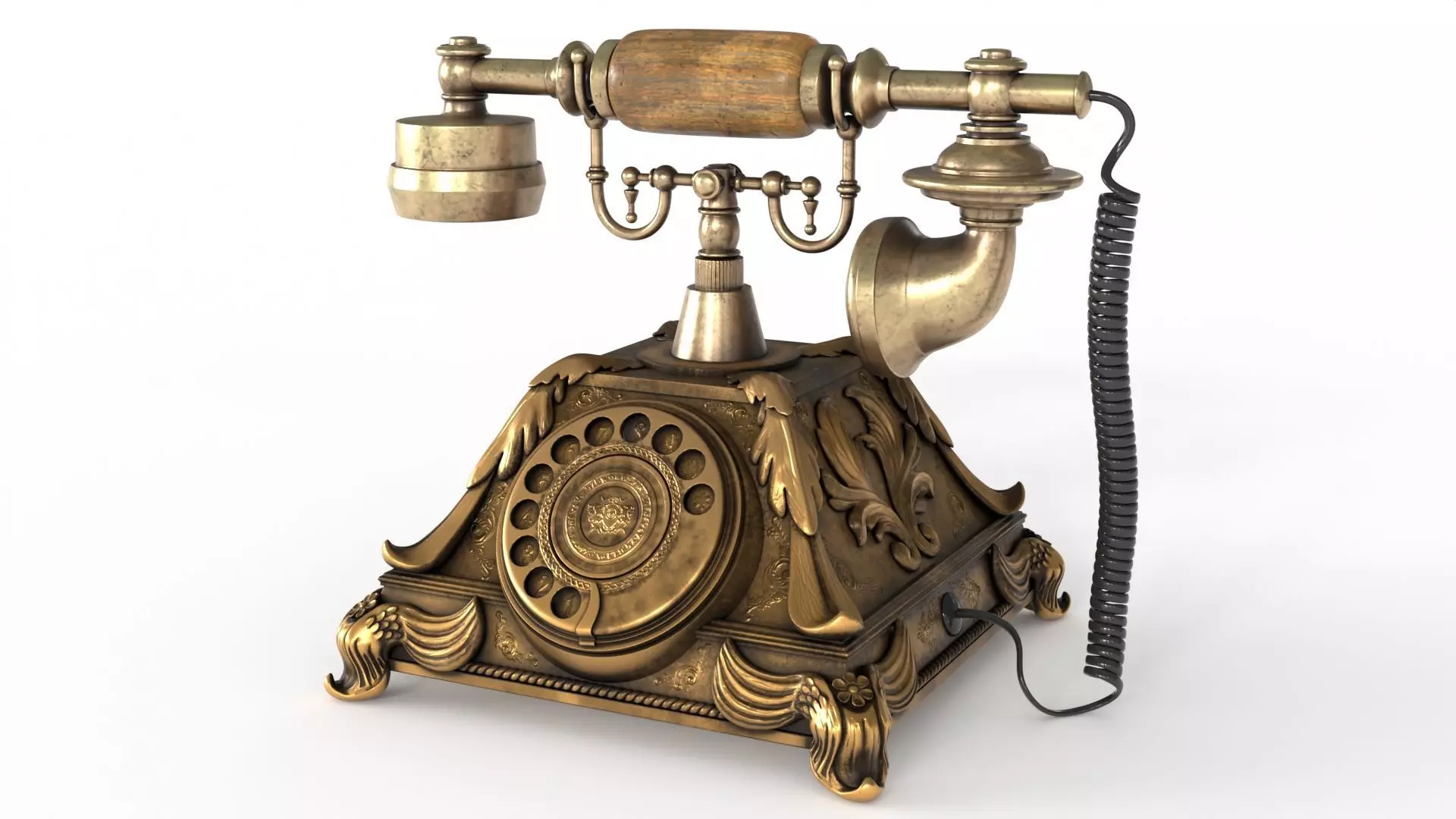 Vintage Phone Low-poly 3D model_0