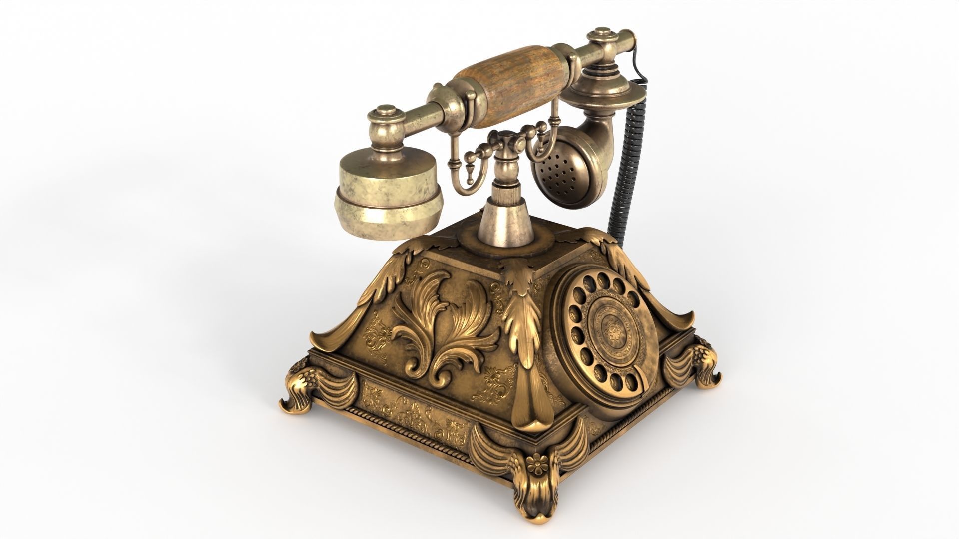 Vintage Phone Low-poly 3D model_2