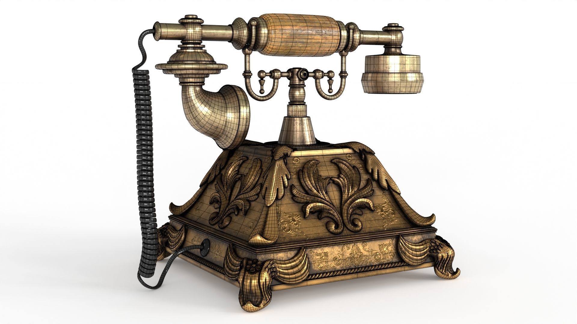 Vintage Phone Low-poly 3D model_11
