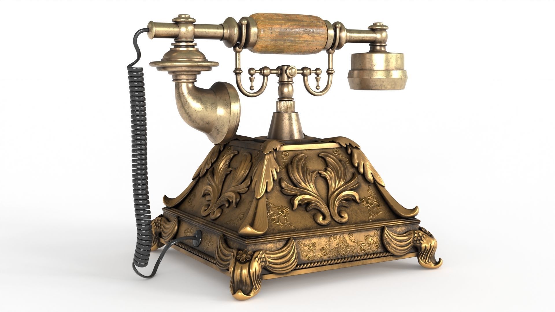 Vintage Phone Low-poly 3D model_1