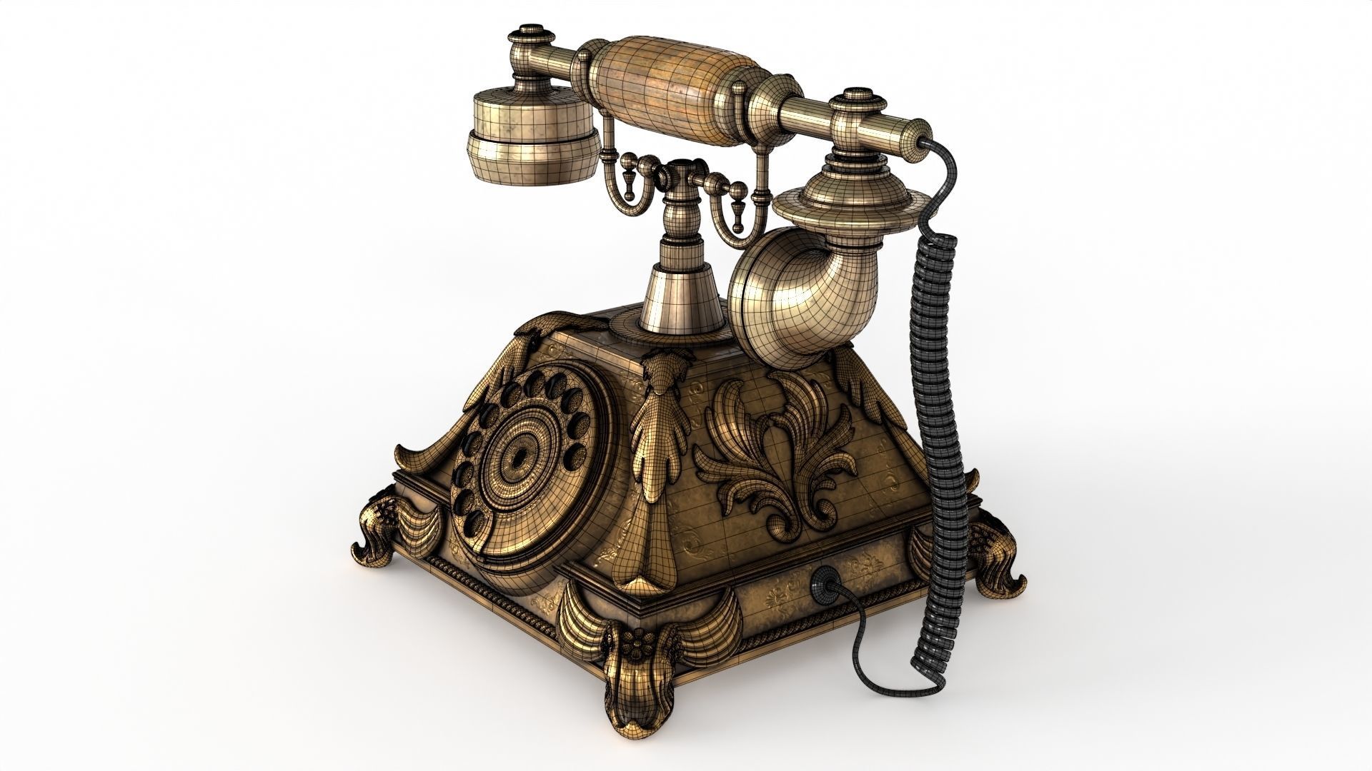 Vintage Phone Low-poly 3D model_16