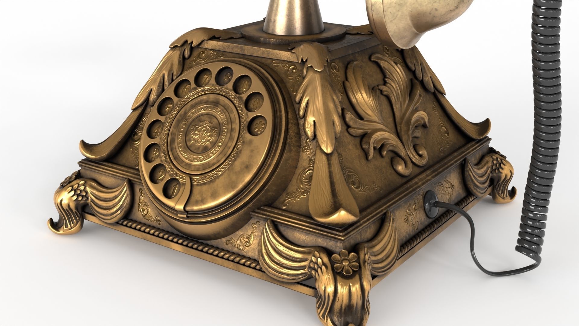 Vintage Phone Low-poly 3D model_8