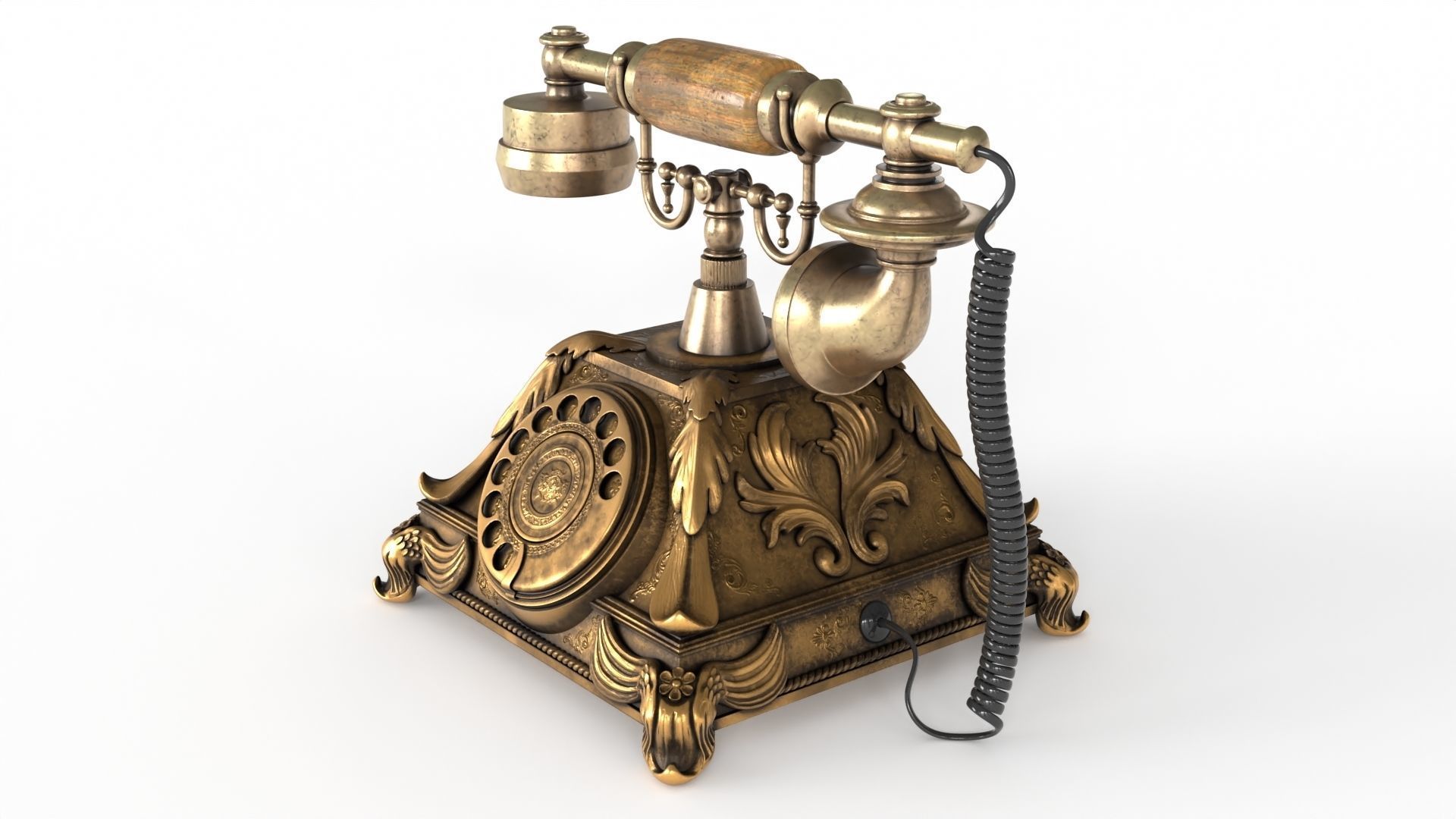 Vintage Phone Low-poly 3D model_6