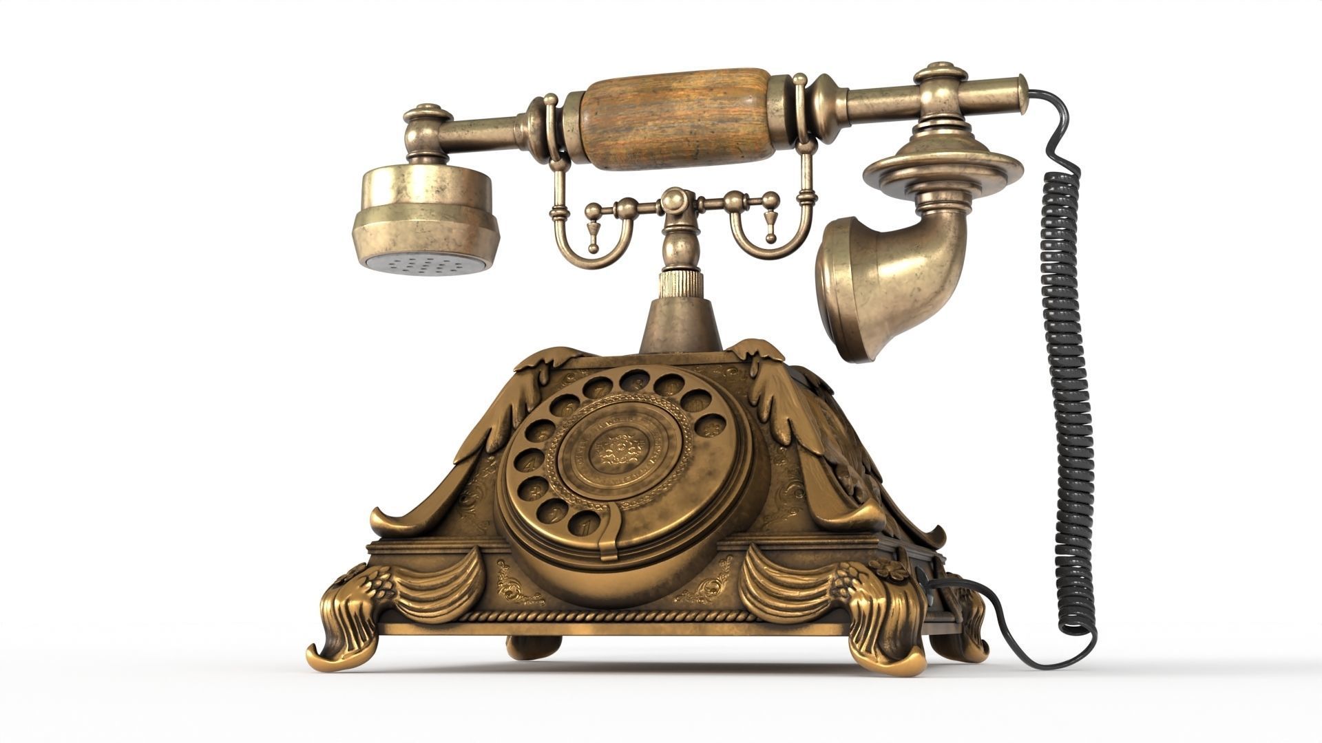 Vintage Phone Low-poly 3D model_5