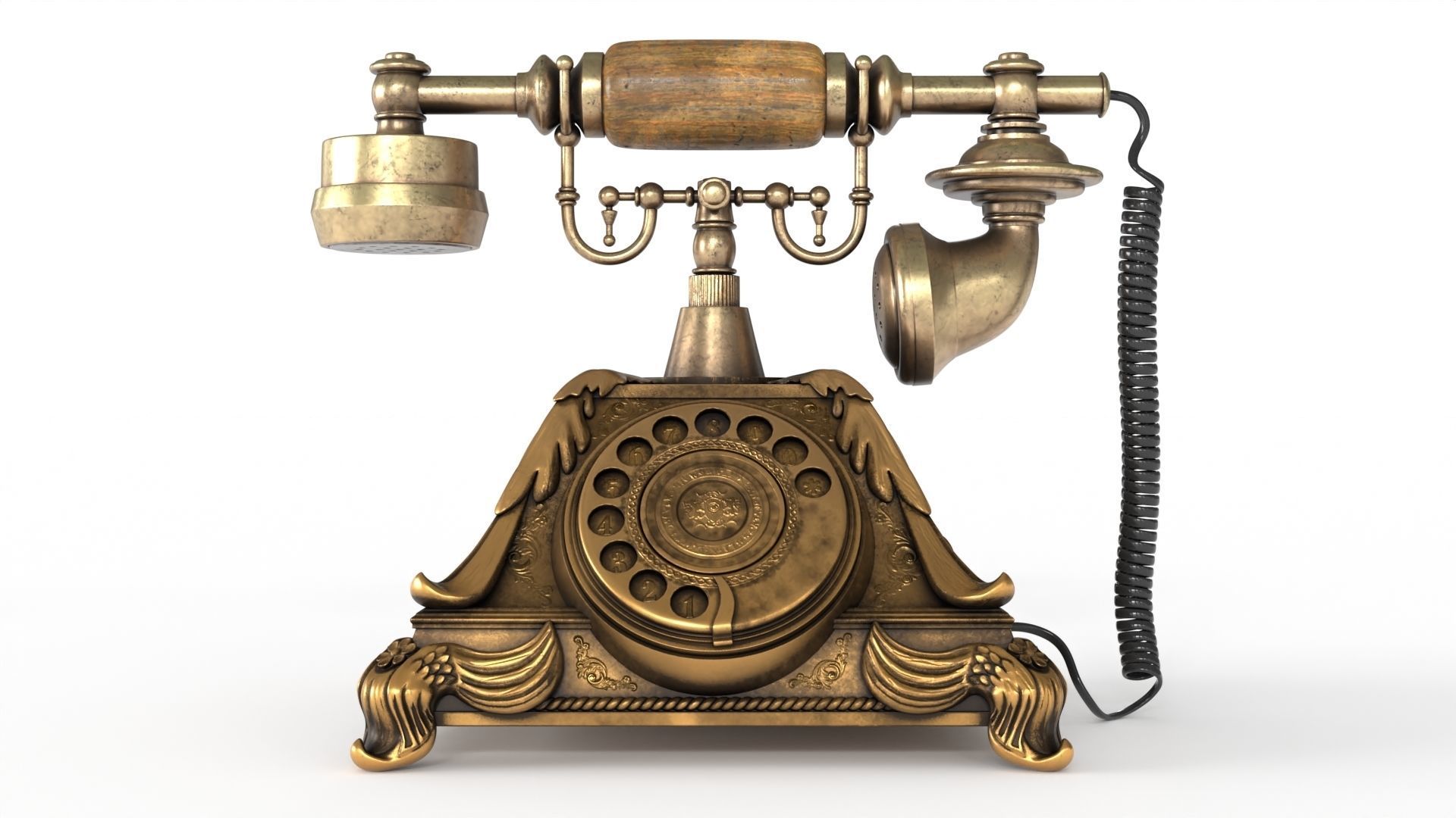 Vintage Phone Low-poly 3D model_7