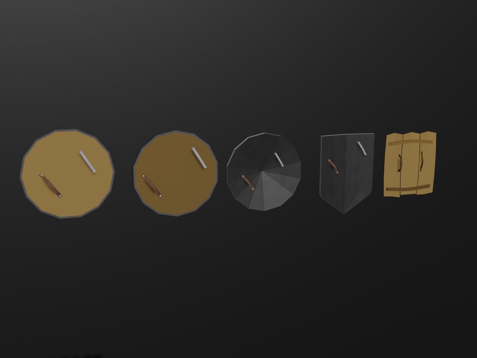 Low-poly medieval weapons and shield Low-poly 3D model_5