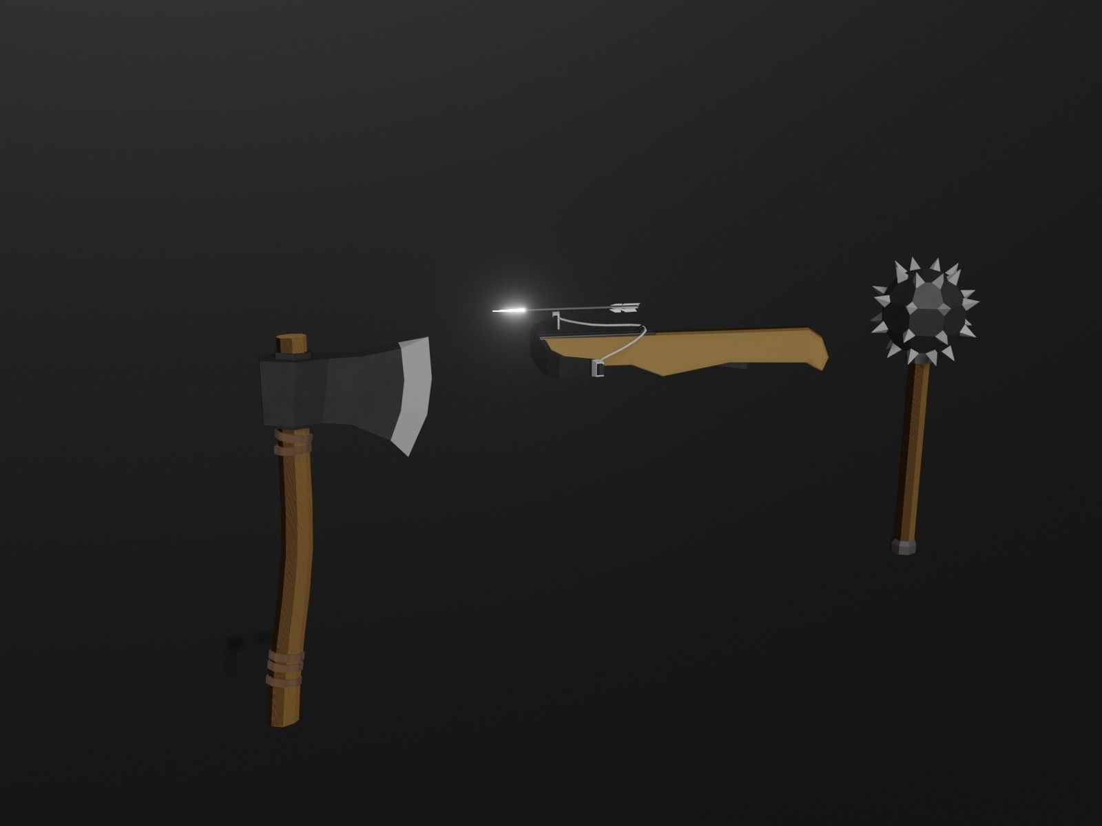 Low-poly medieval weapons and shield Low-poly 3D model_6