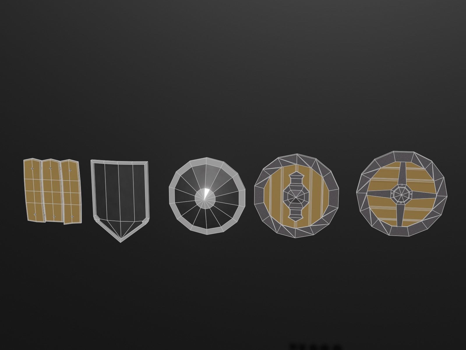 Low-poly medieval weapons and shield Low-poly 3D model_3