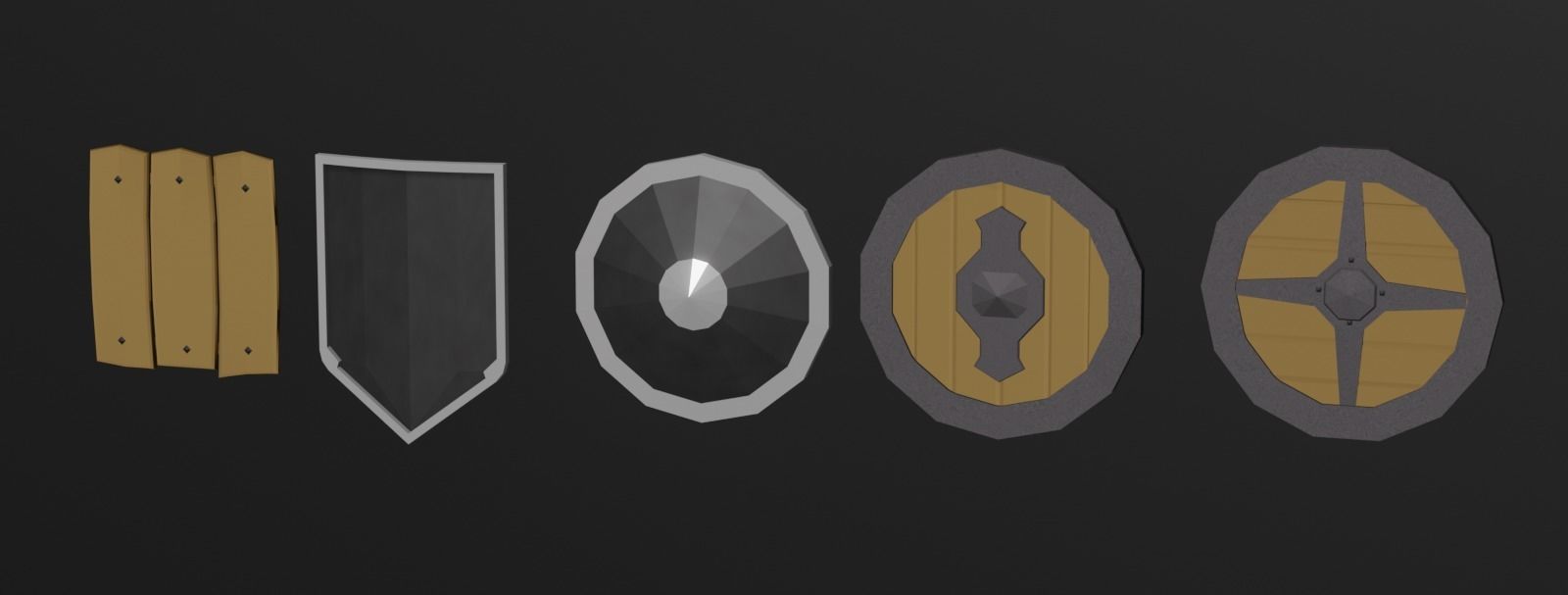 Low-poly medieval weapons and shield Low-poly 3D model_2