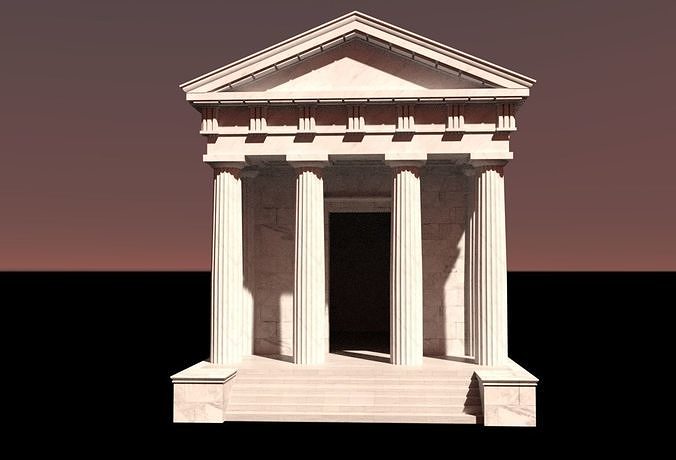Doric Temple four pillars wide 3D model