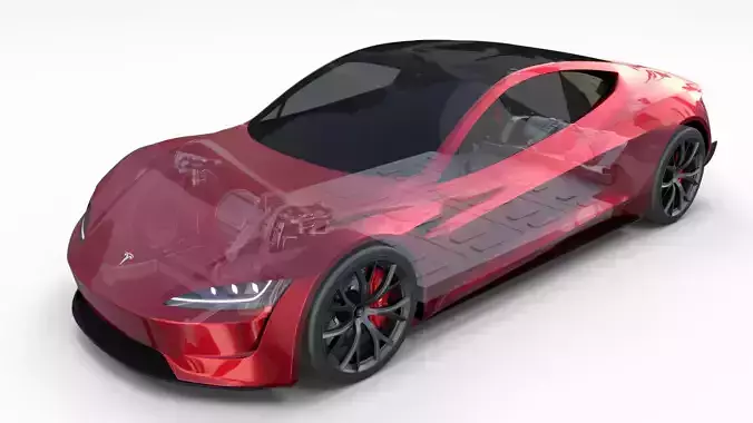 Tesla Roadster with Chassis 3D model