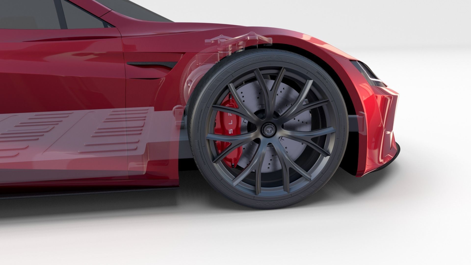 Tesla Roadster with Chassis 3D model_23