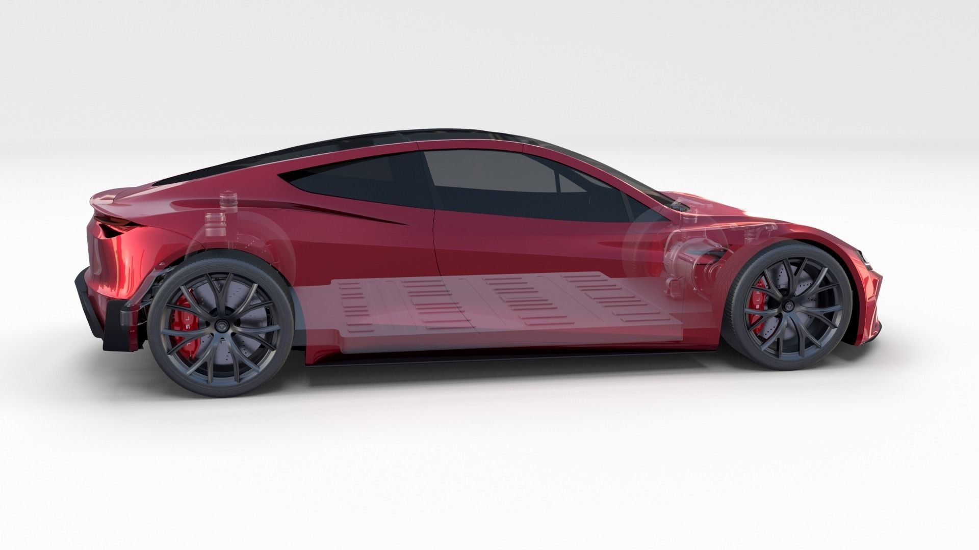 Tesla Roadster with Chassis 3D model_15