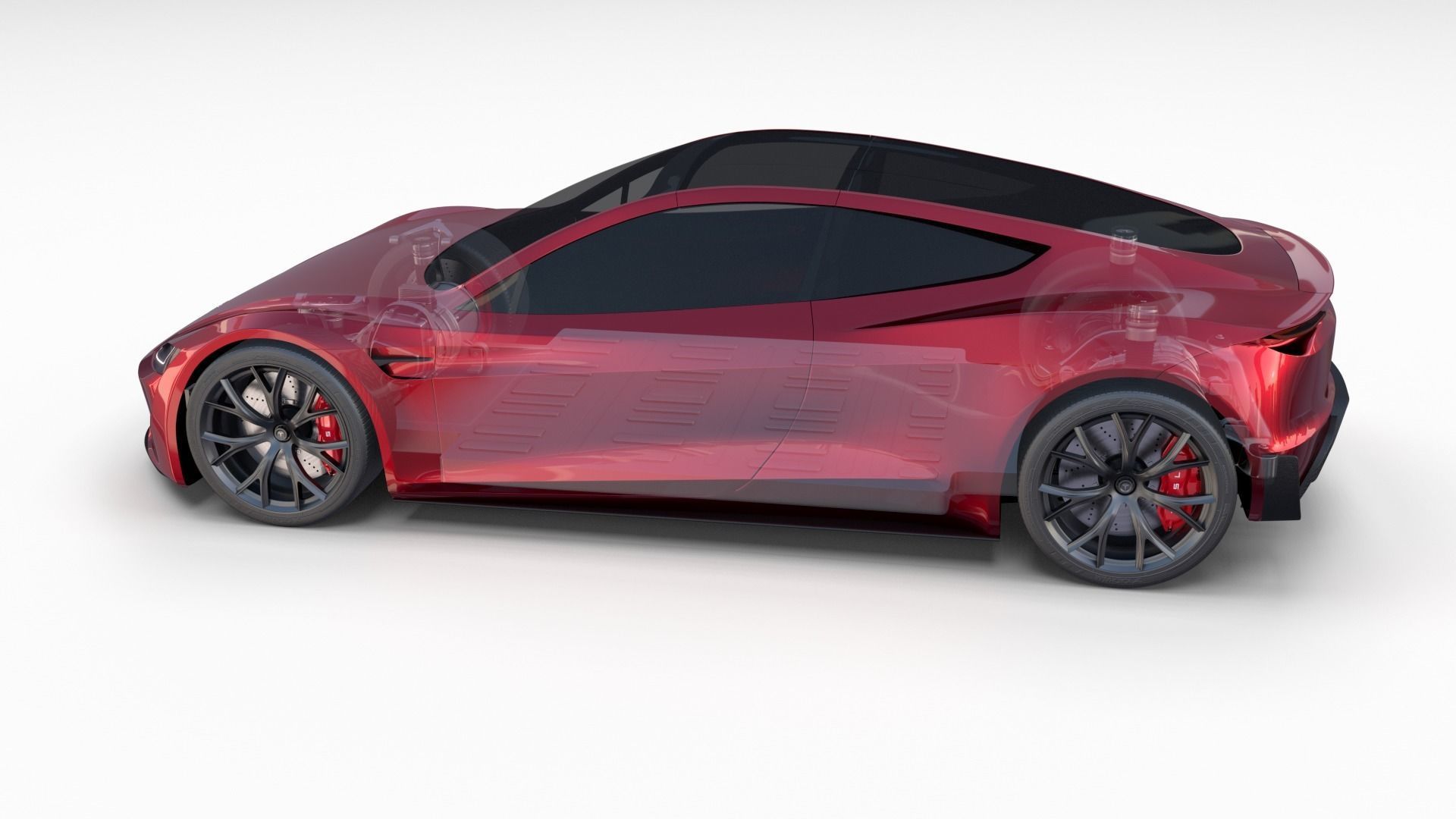 Tesla Roadster with Chassis 3D model_17