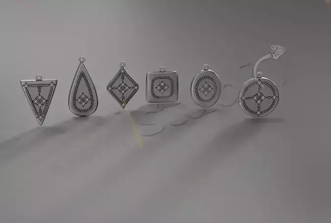 Luxury byzantine pendants designs 3d model