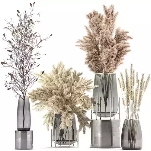 Bouquet of dried flowers in a vase 103 3D model