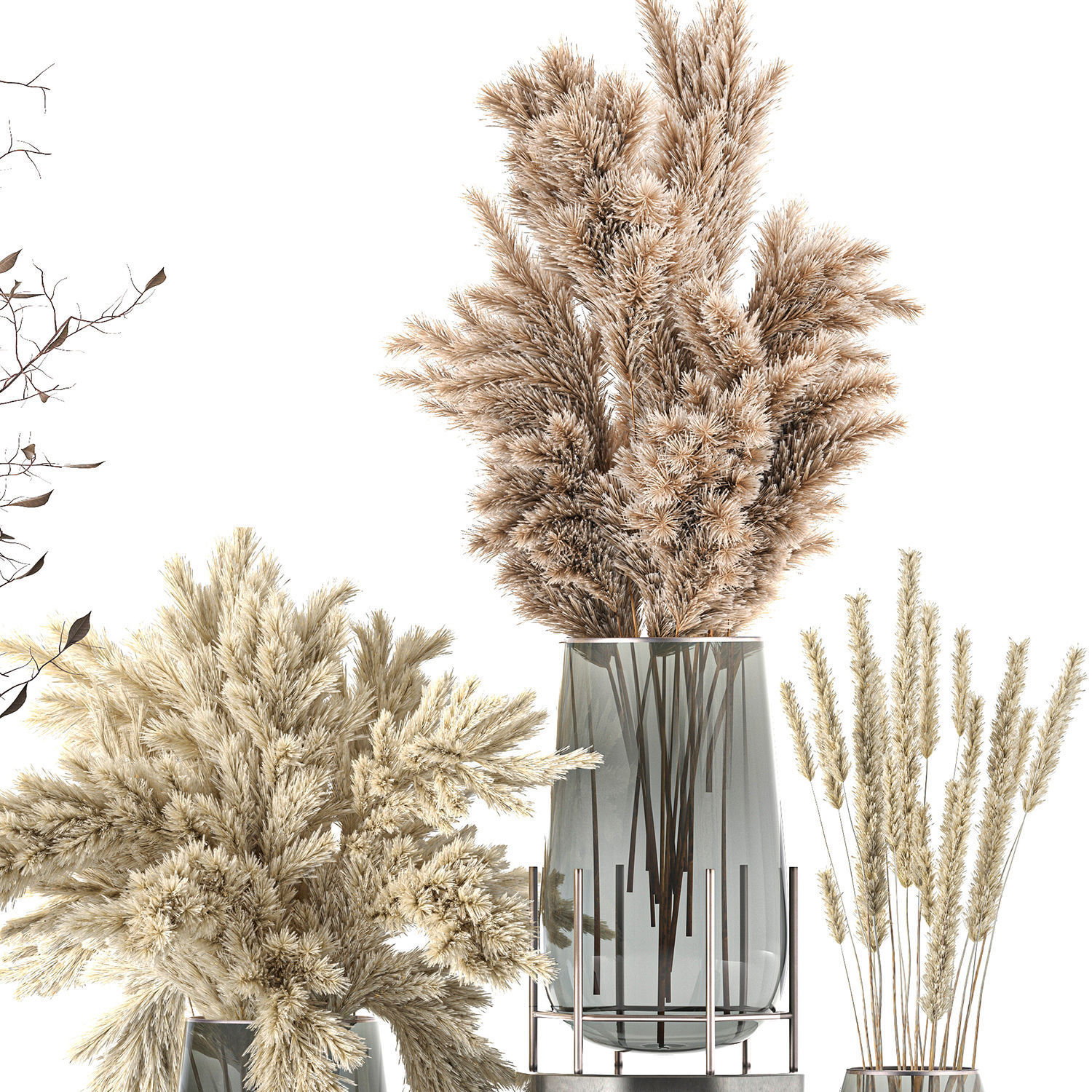 Bouquet of dried flowers in a vase 103 3D model_3
