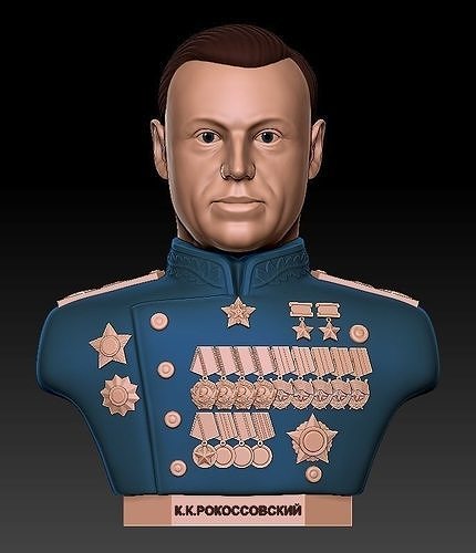 Bust Rokossovsky Konstantin Konstantinovich 3D print model