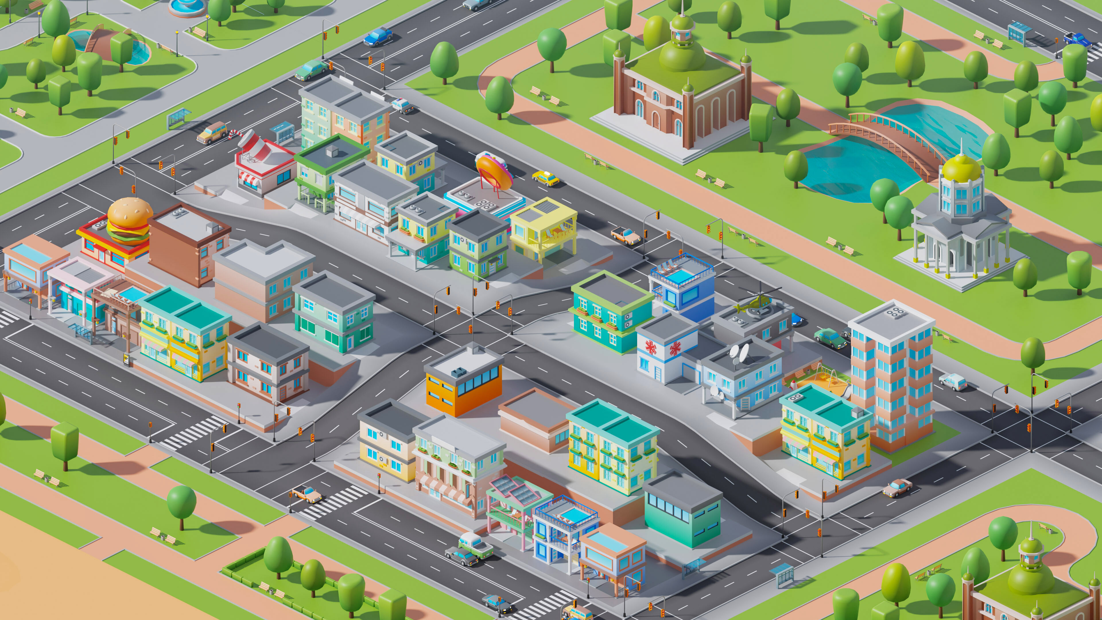 City   Low-poly 3D model_49