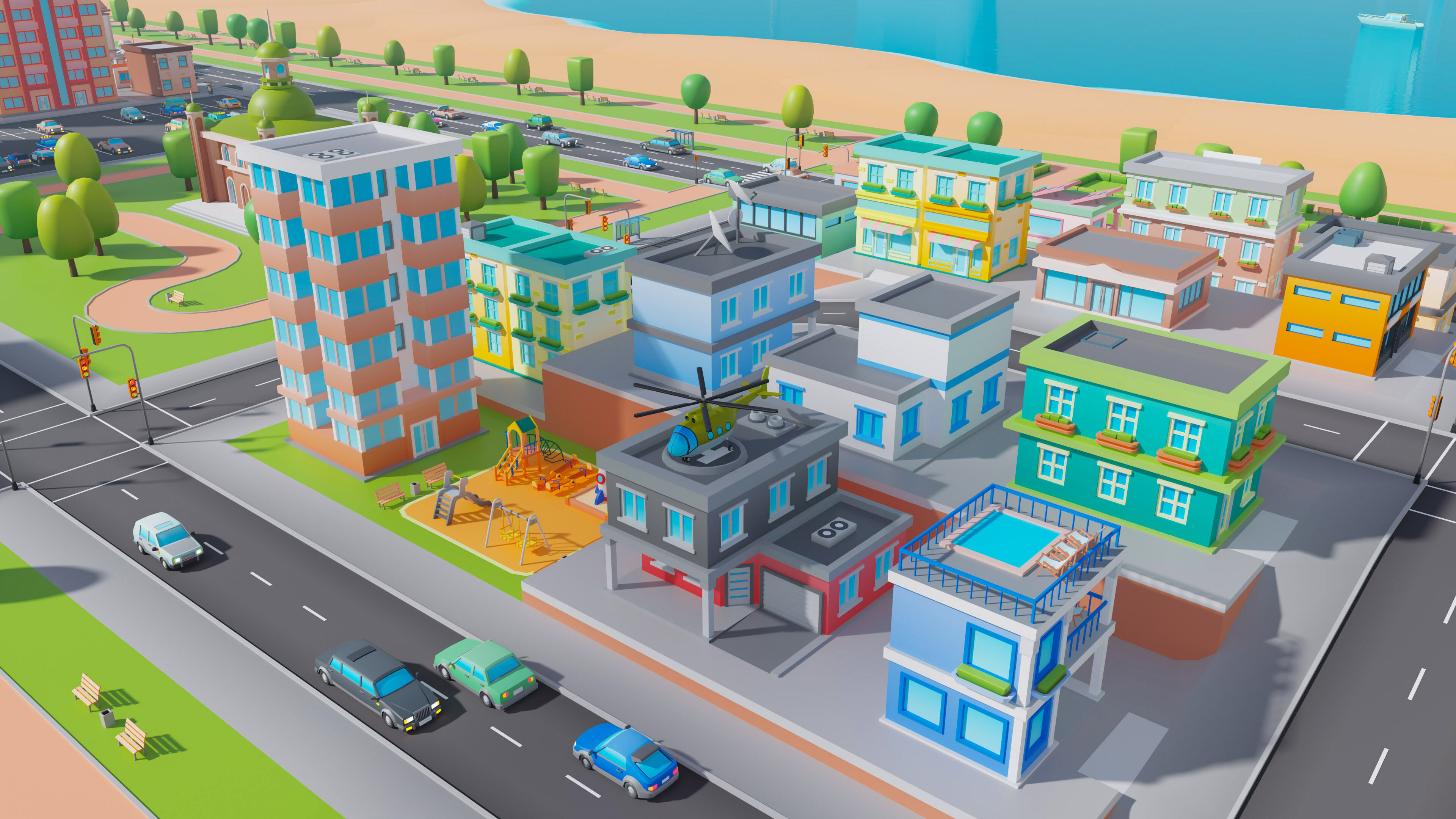 City   Low-poly 3D model_38