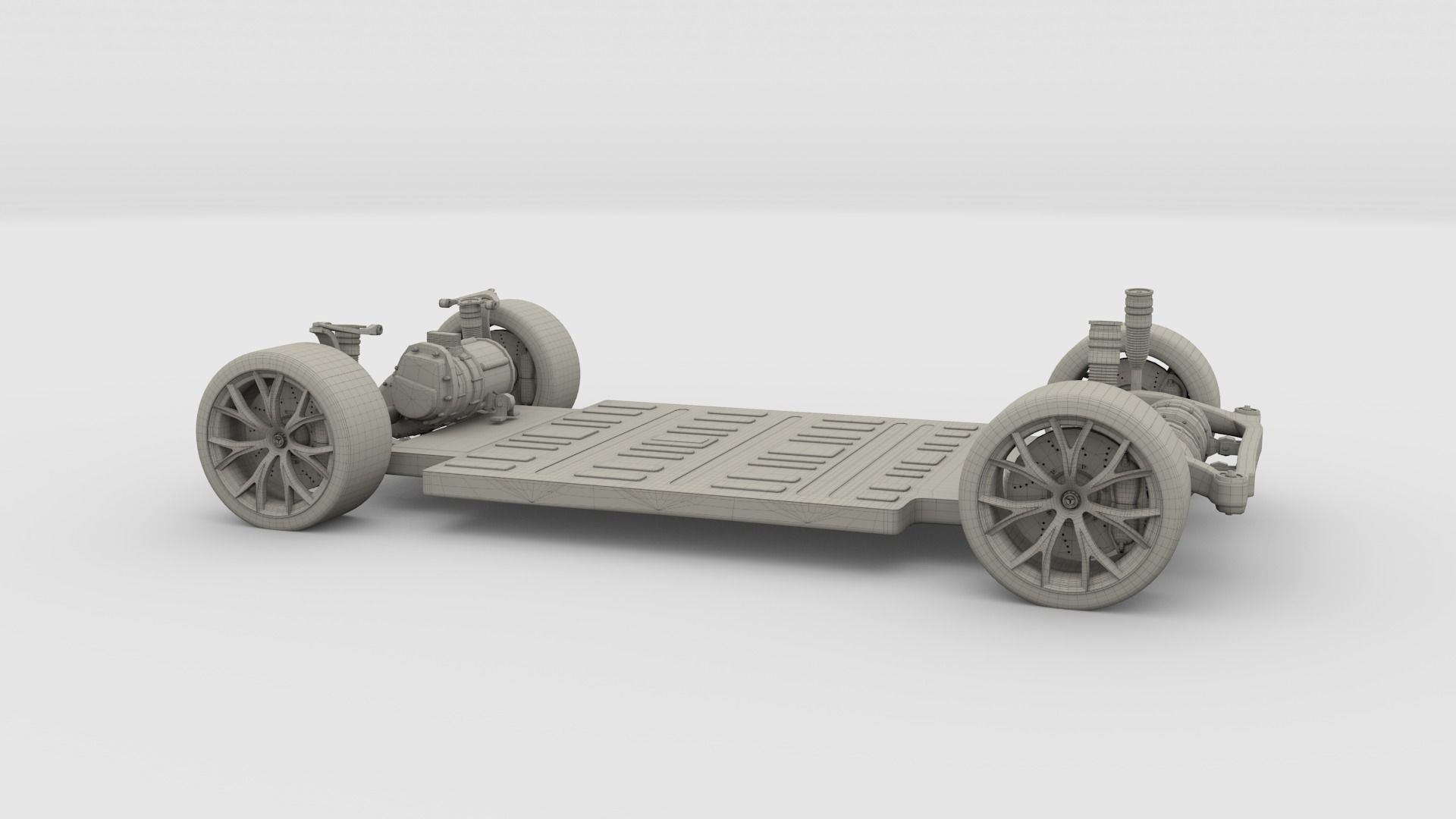 Tesla Roadster Yellow with Chassis 3D model_31