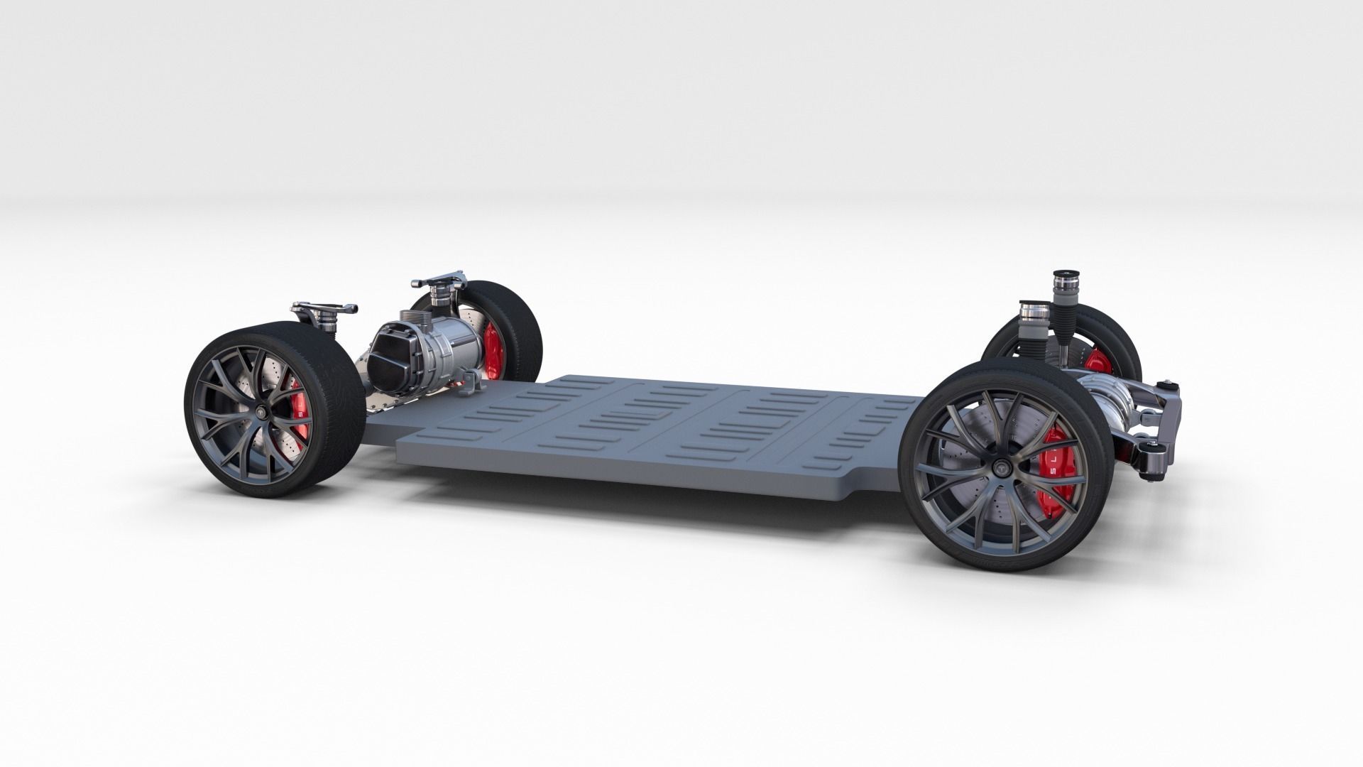 Tesla Roadster Yellow with Chassis 3D model_26