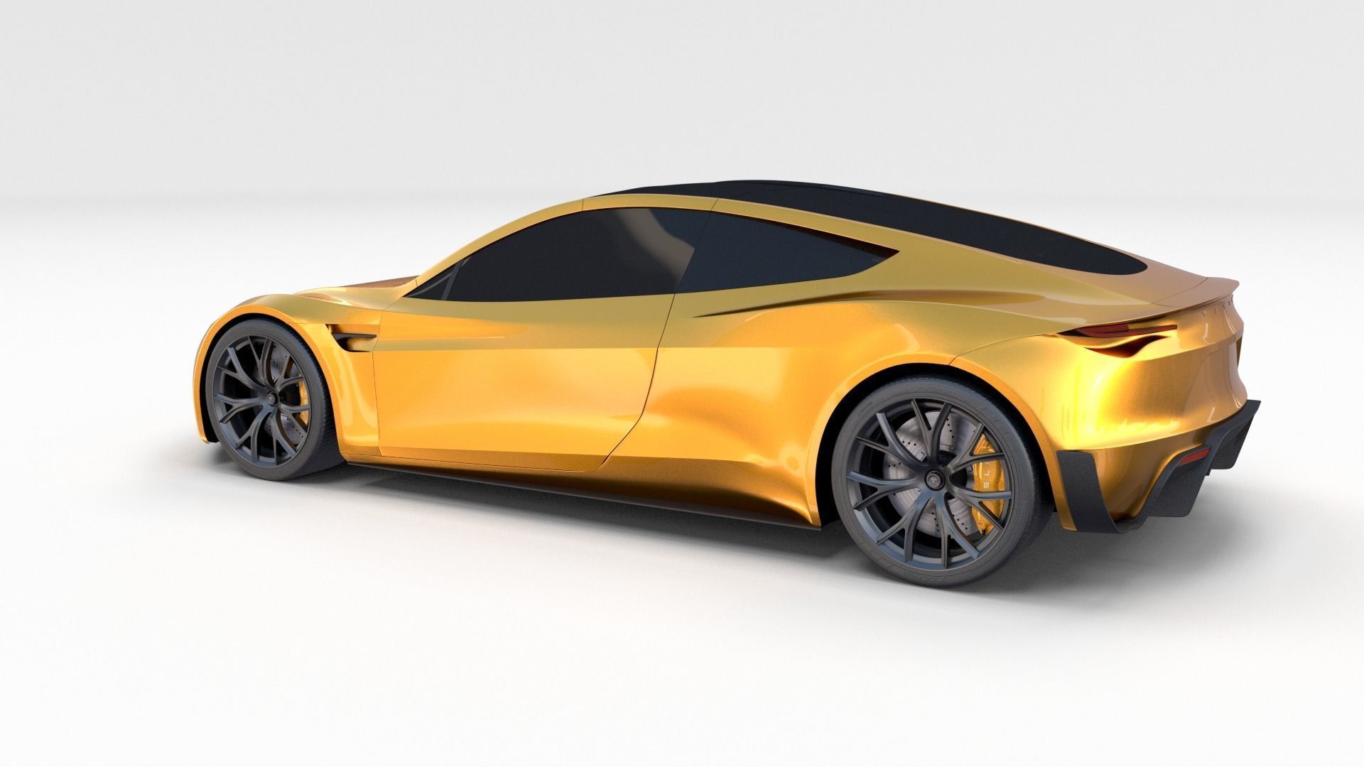 Tesla Roadster Yellow with Chassis 3D model_3
