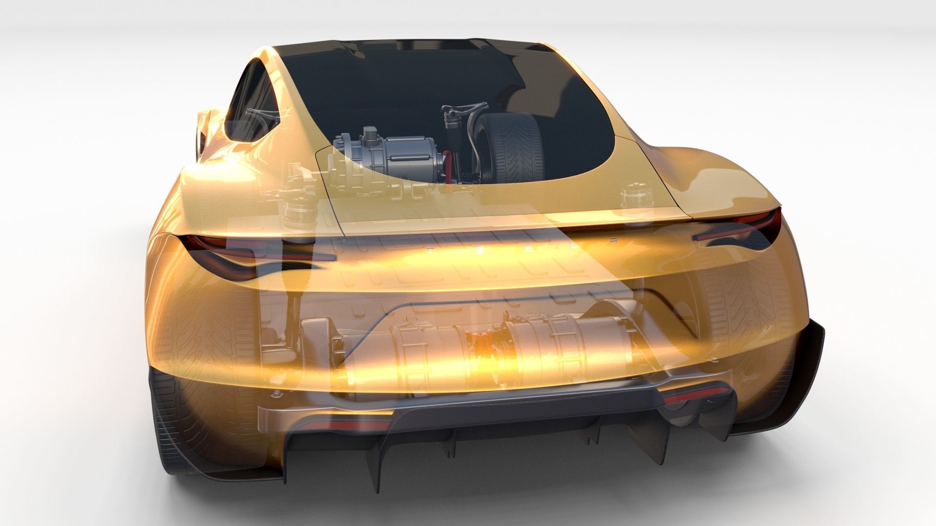 Tesla Roadster Yellow with Chassis 3D model_13