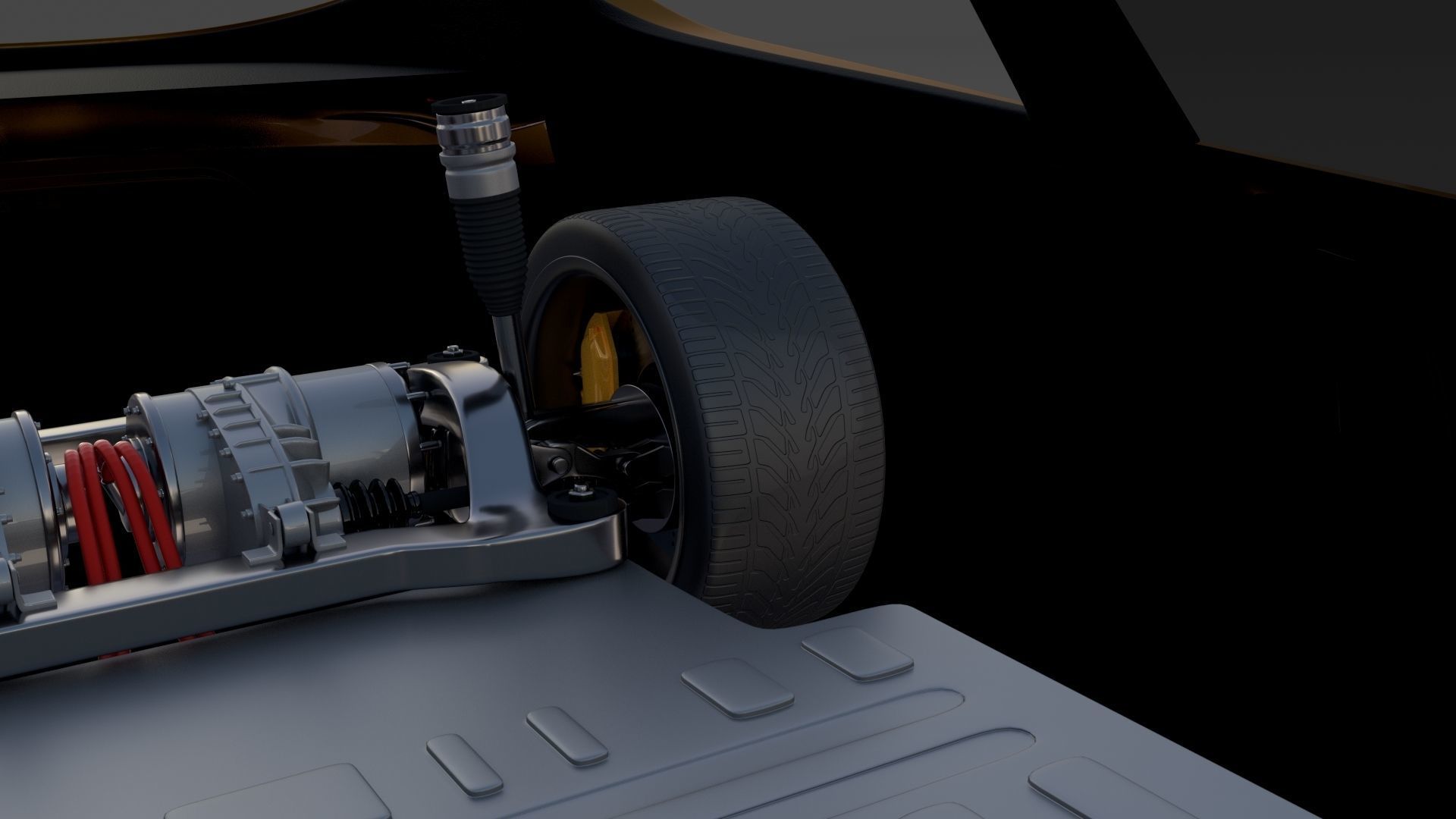 Tesla Roadster Yellow with Chassis 3D model_21