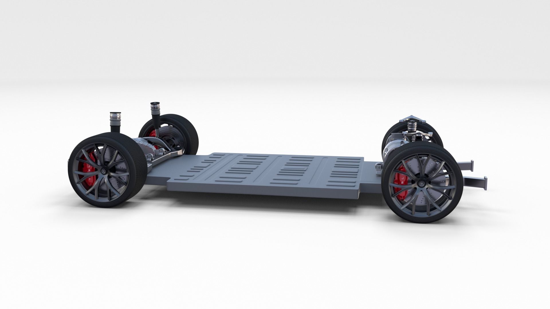 Tesla Roadster Yellow with Chassis 3D model_28