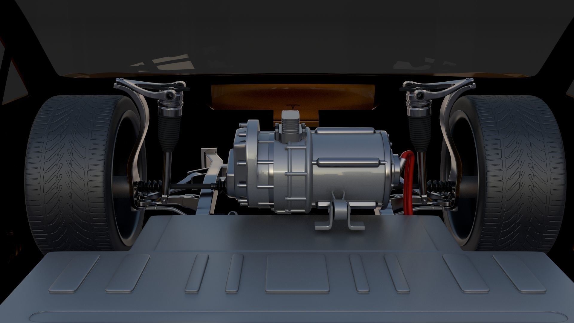 Tesla Roadster Yellow with Chassis 3D model_23