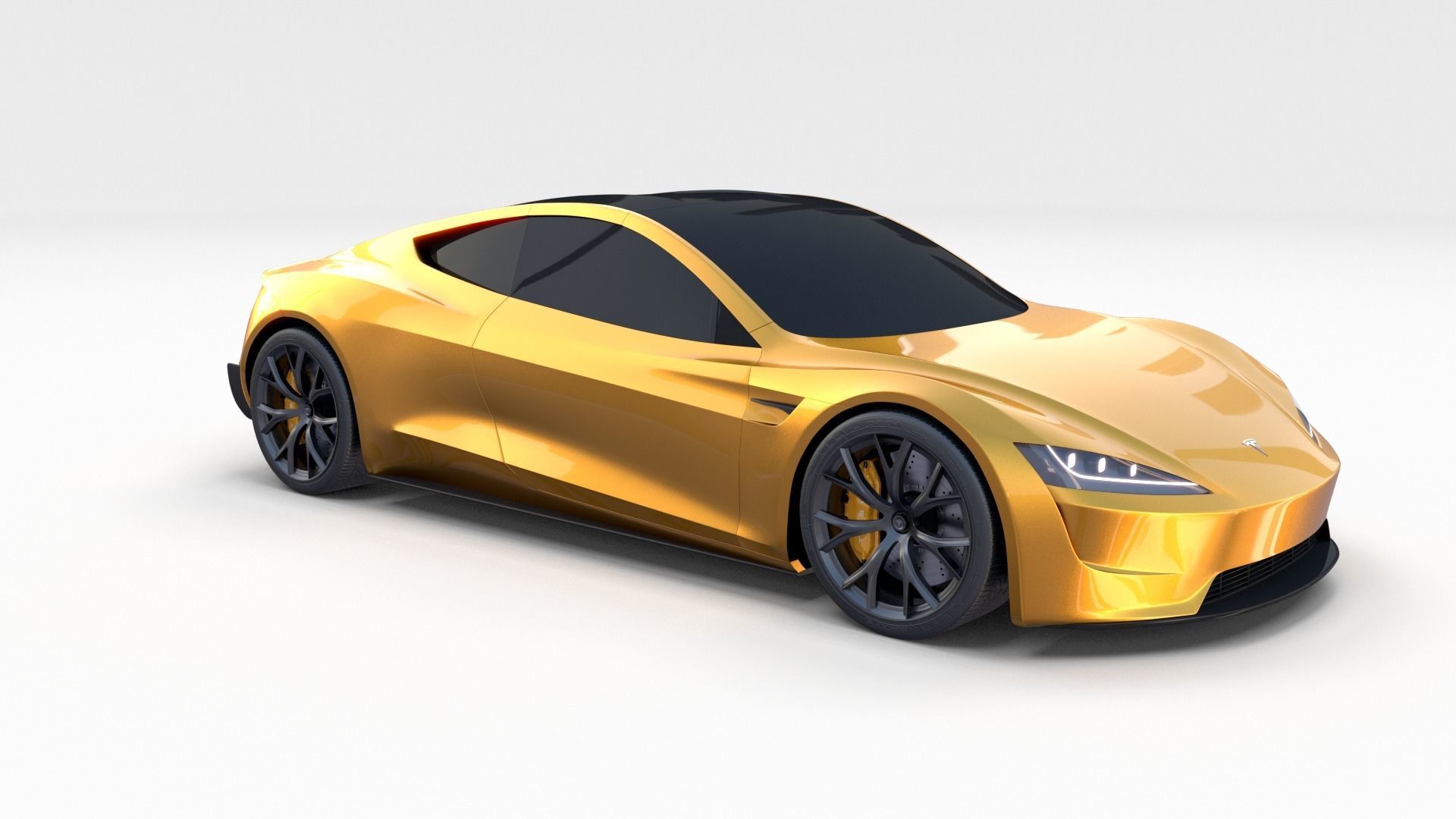 Tesla Roadster Yellow with Chassis 3D model_5