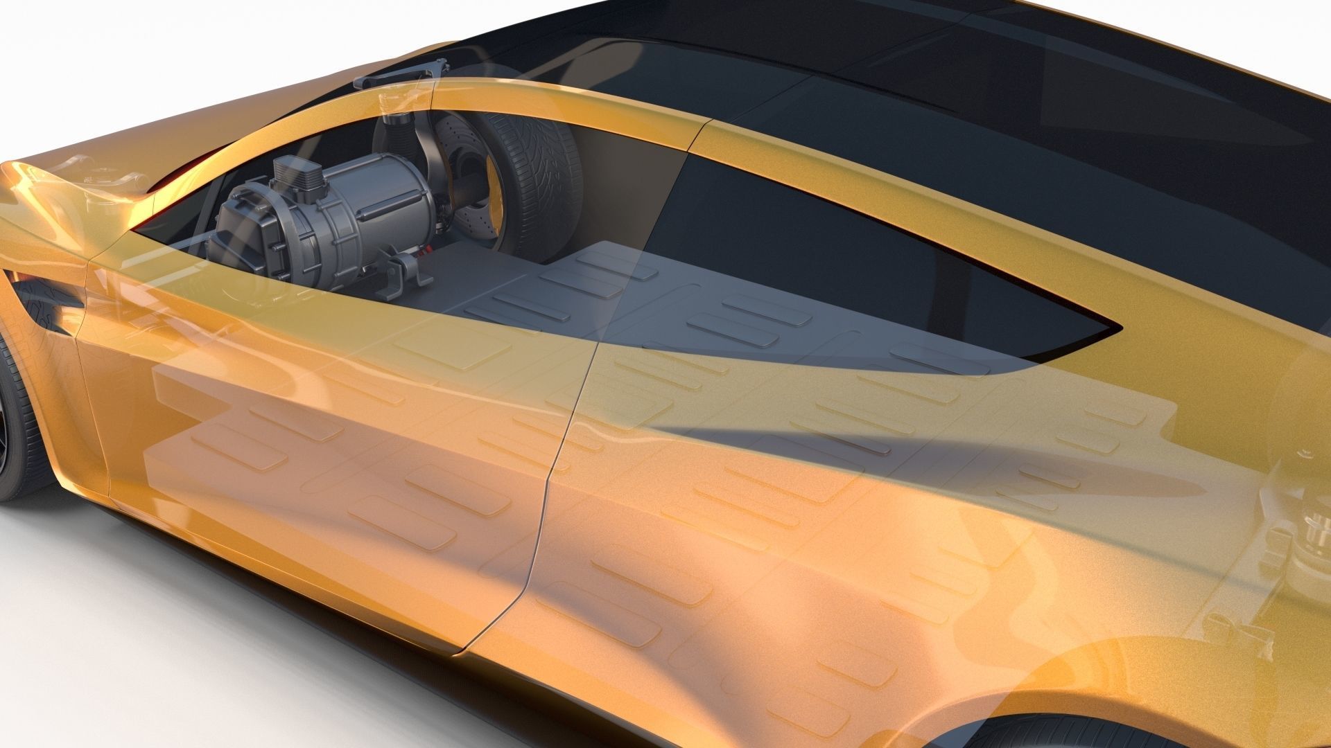 Tesla Roadster Yellow with Chassis 3D model_14