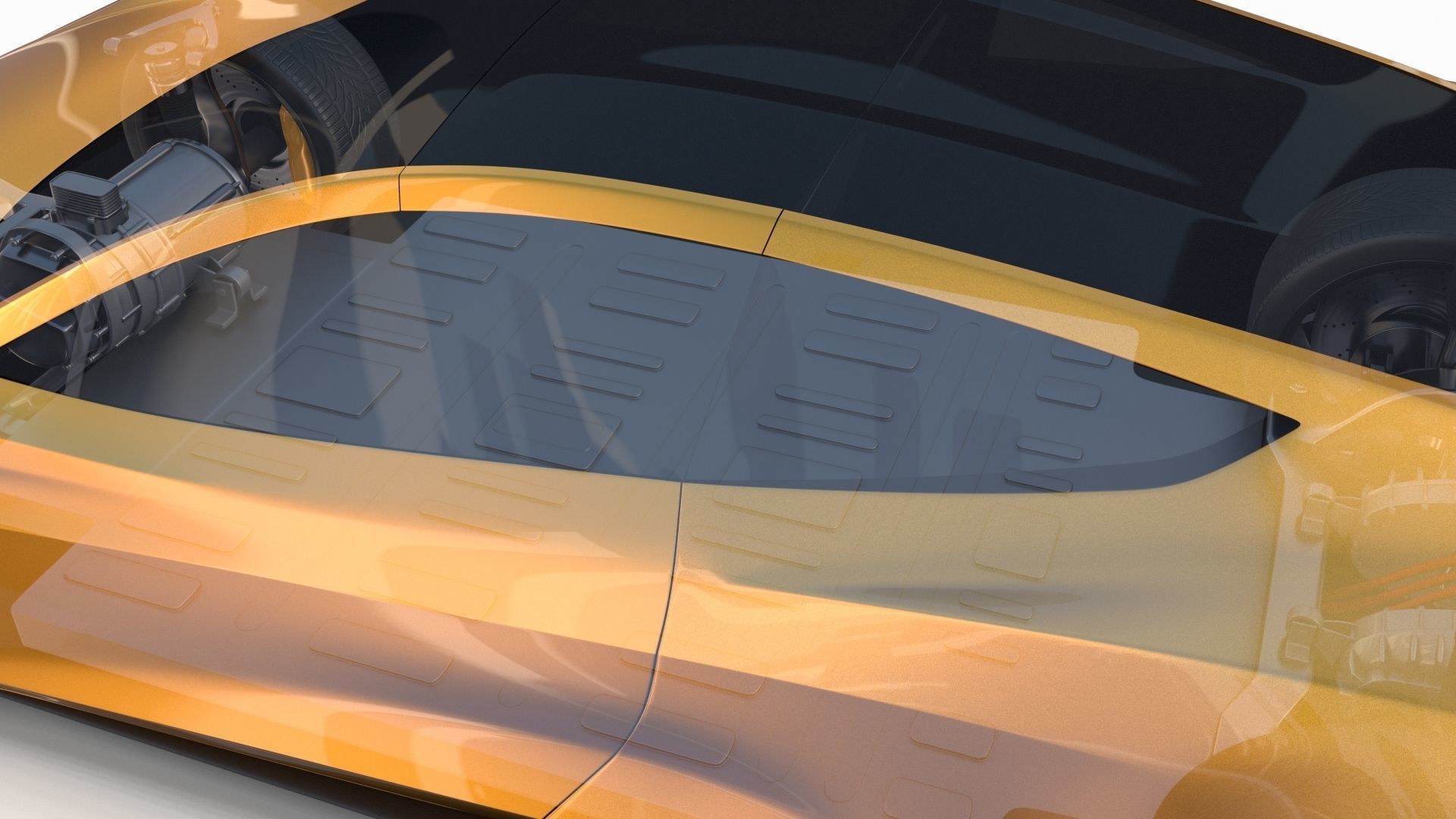 Tesla Roadster Yellow with Chassis 3D model_22