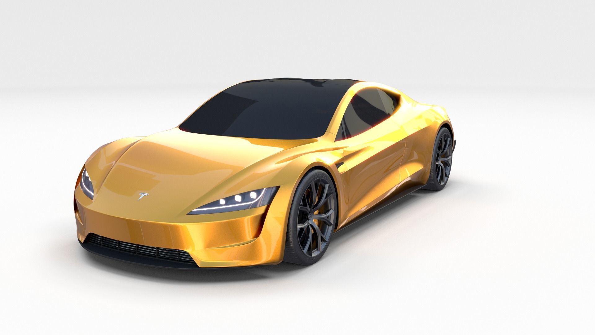 Tesla Roadster Yellow with Chassis 3D model_2