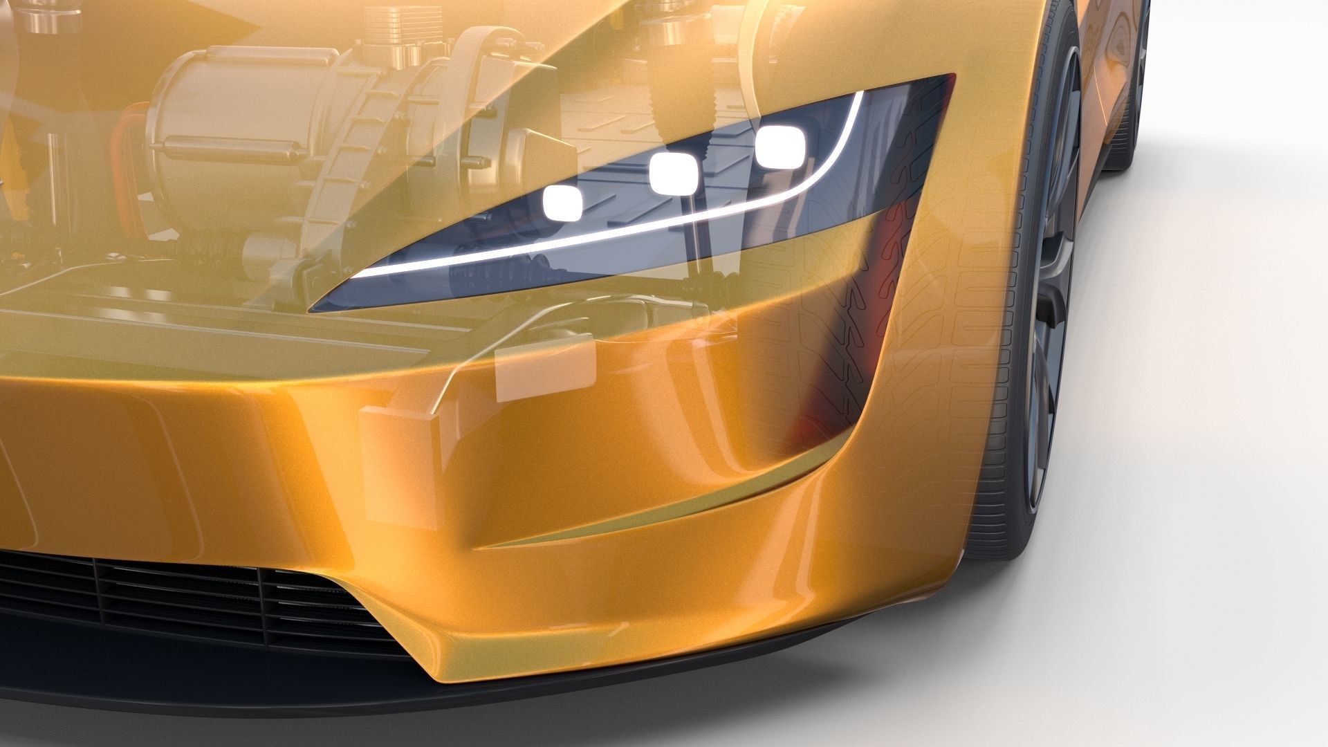 Tesla Roadster Yellow with Chassis 3D model_18