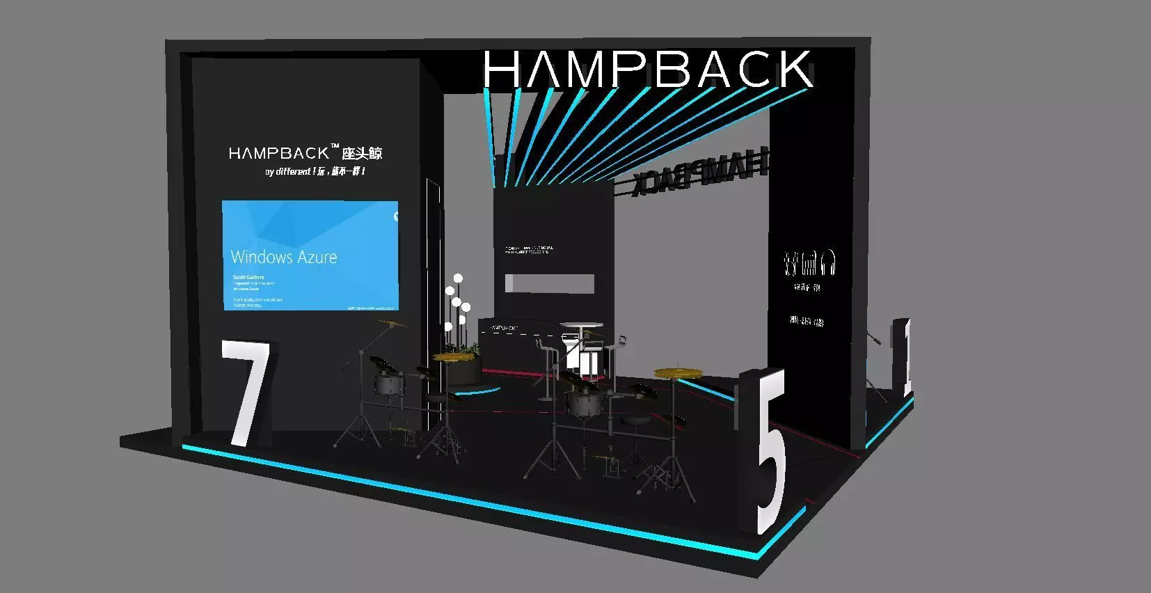 Creative technology line musical instrument booth 3D model