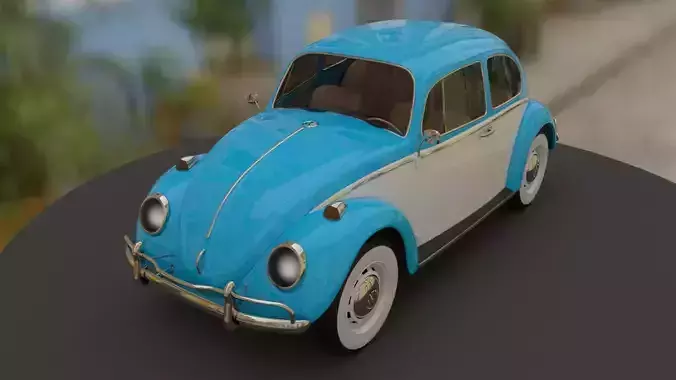 blue classic beetle 3D model