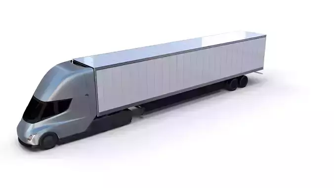 Tesla Truck with Chassis and Trailer Silver