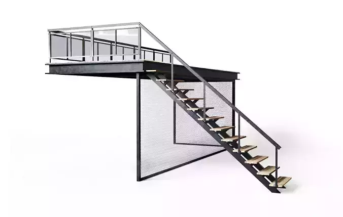 Metal stair with fencing