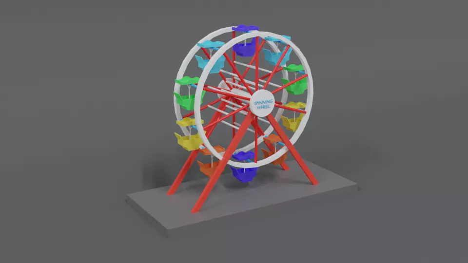 Low Poly Cartoon Luna Park Ferris Wheel Low-poly 3D model