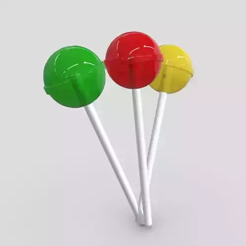 Lollipop three lollipops on stick Low-poly 3D model