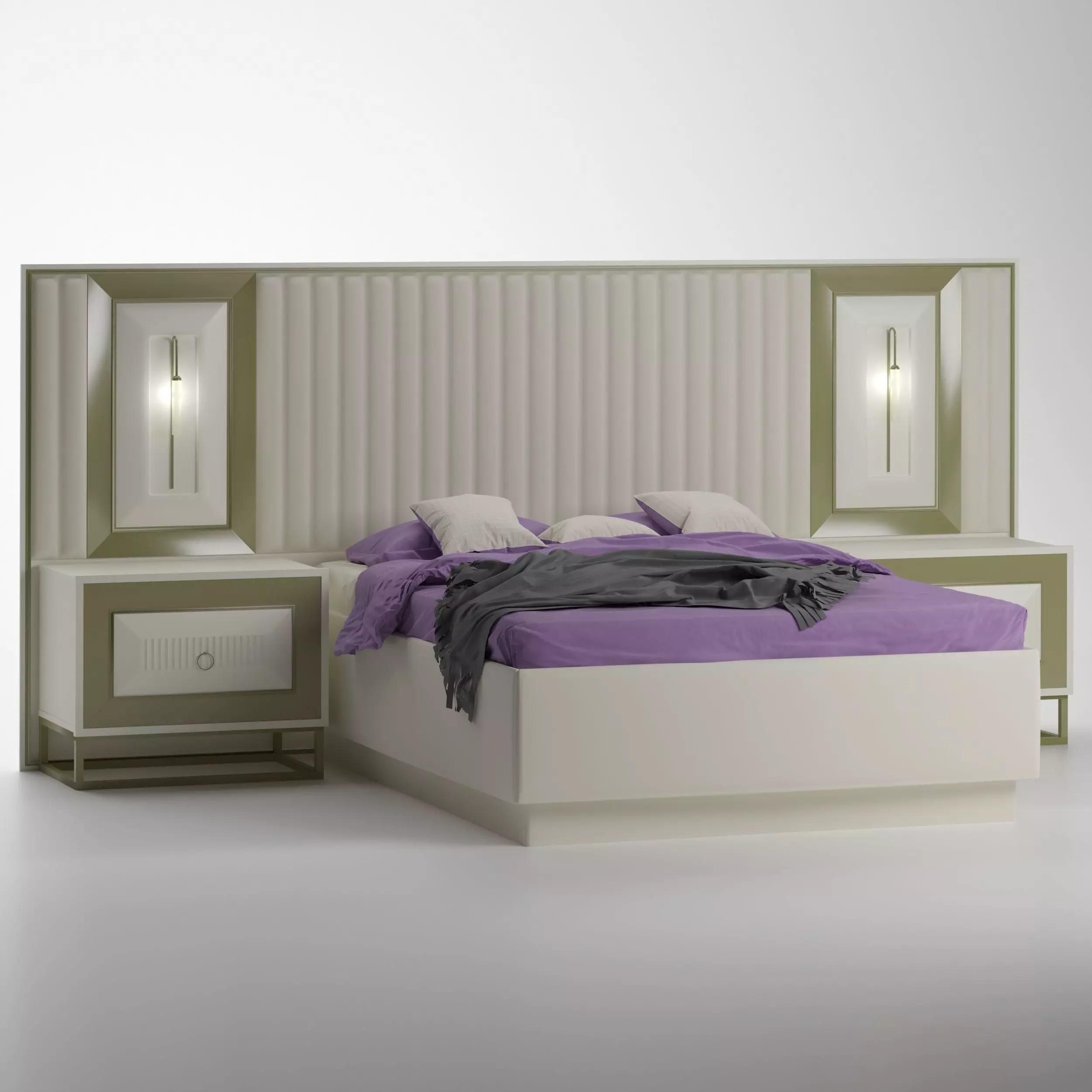 Realistic Sofia Modern Bed ready for rendering 3D model