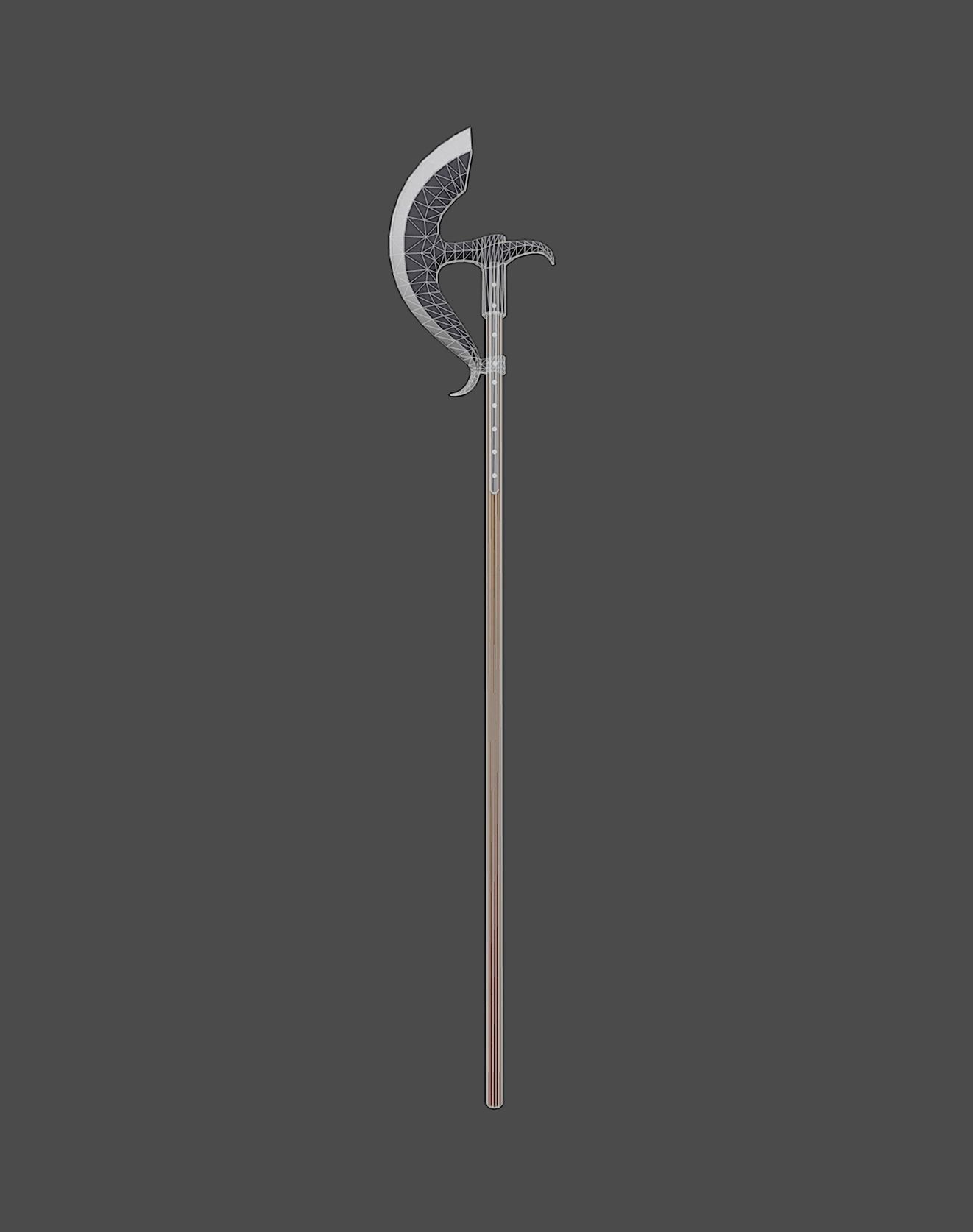 Bardiche sword Low-poly 3D model_1