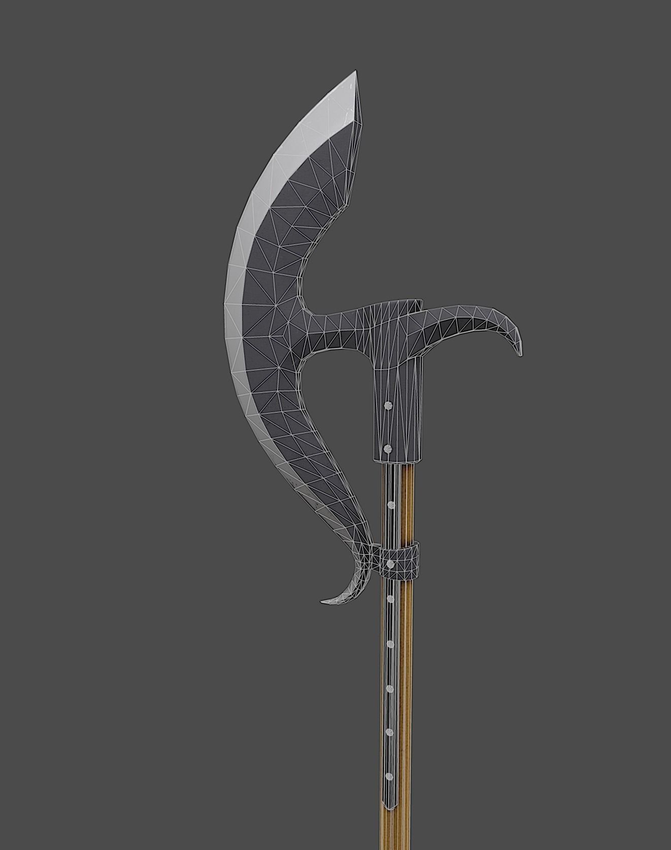 Bardiche sword Low-poly 3D model_3